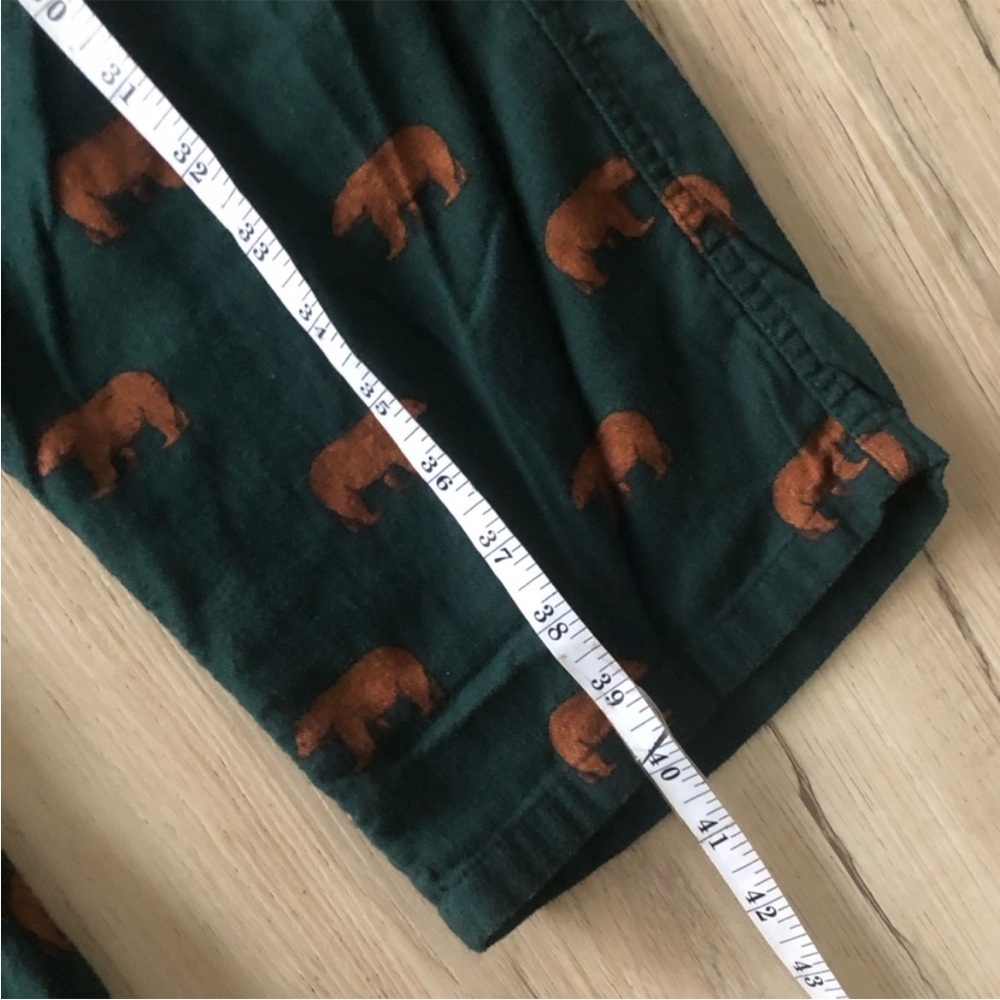 J. Crew Men's Dark Green Joggers with Bear Print Lounge Pajama Pants - Picture 4 of 8
